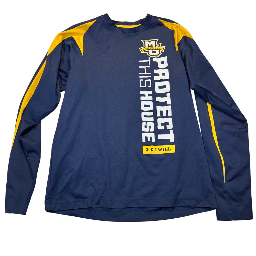 Under Armour Marquette Shirt Mens Small Blue Protect This House Long Sleeve NCAA